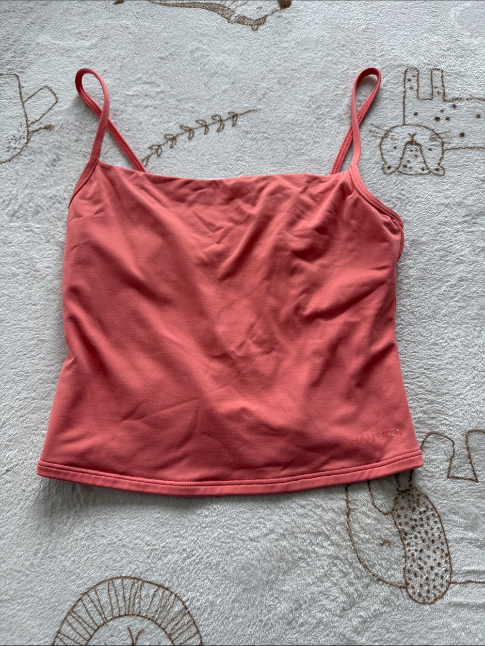 Nautica  Women’s Coral Pink Camisole Tank Top size 8 with built-in bra + gift